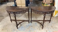 2 VINTAGE HALF MOON TABLES 28'WIDE 13.75' WIDE 24'