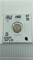 1940 WWII Era Newfoundland 5 Cent Coin 92.5 Silver