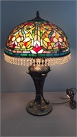 Large Leaded Glass Table Lamp 25" Tall