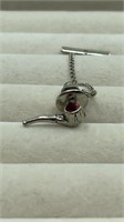 Vintage Pipe Tie Tack With Red Ruby