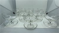 8 Vintage Bohemia Crystal Footed Dessert Dishes In
