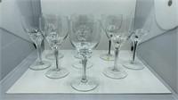 9 Vintage Bohemia Crystal Wine Glasses 6" High In
