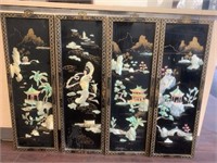 4 Vintage Asian Mother Of Pearl Wall Panels (B)