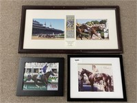3 Framed Kentucky Derby Colored Photographs.