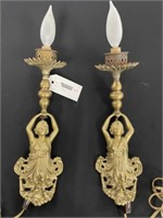 Pair of Figural Brass Wall Sconces