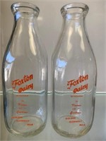 Pair of Foxton Dairy Wingham Quart Bottles