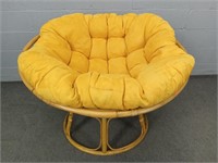 Papasan Chair With Yellow Microfiber Cushion