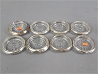 Lot Of 8 Sterling Silver Rimmed Coasters