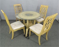 Dining Set W 4 Chairs - Glass Top Table