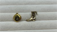 Small Gold Colored Locket & Boot Pendant