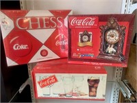 Sealed Coca Cola Chess, Puzzle, & Glasses