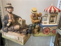 Porcelain Popcorn Vendor & Hobo Figurines