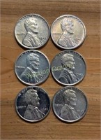 Lot Of 6 High Grade 1943 Wartime Steel Cents