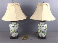 2x The Bid Decorative Porcelain Floral Lamps