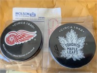 2 New in Package Molson NHL Pucks