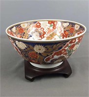 12" Oriental Imari Bowl On Stand