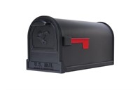 Large Steel Post-Mount Mailbox Black