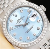 Rolex Men Datejust Ice Blue Diamond Watch