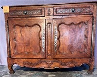 X - ANTIQUE 19TH CENT. HAND CARVED SIDEBOARD (C2)