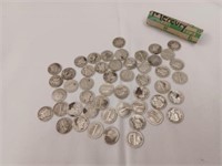 1 Roll 50 Unsearched Mercury Dimes