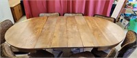 Wheeled wooden Table and Chair Set with 7 chairs -