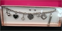 New Guess 7.5" Bracelet & Earring Set-7 Charms
