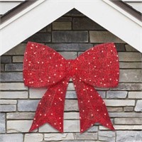 Red Bow w/ 200 Twinkling LED Lights Box 36” X 34