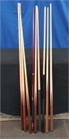 9 Pool Sticks - Various conditions