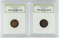 (2) X  US INDIAN HEAD ONE CENT PENNY COINS