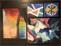 4 Canvas Colorful ART stretched on wood