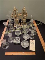MULTIPLE CLEAR GLASS CANDLE HOLDERS, DILLY MFG. CO