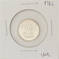 1966 Canadian Silver Dime Coin UNC