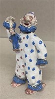 RARE Clown with Puppet, Signed OBK 4 3/4" tall