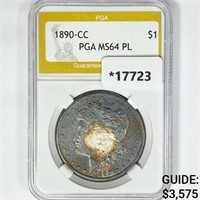 1890-CC Morgan Silver Dollar PGA MS64 PL