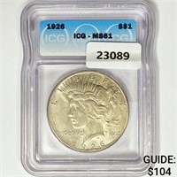 1926 Silver Peace Dollar ICG MS61