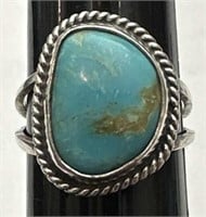 Sz6.5 925 Sterling Silver & Turquoise Ring 4.5