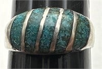 Sz.7 3/4 Mexico 925 Sterling Silver & Turquoise