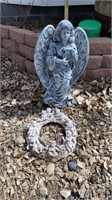 Concrete Angel Statue & Wall Hanging
