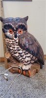 Large Ceramic Owl. 20". Lights up. Electrical.