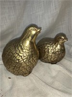 2 MID CENTURY BRASS QUAIL 4 " AND 5.5 “
