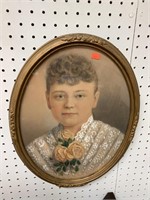 COLORIZED ANTIQUE FRAMED PHOTOGRAPH OF LADY - 13