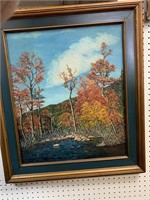 AUTUMN LANDSCAPE PAINTING ON BOARD - 25.5 X 29.5