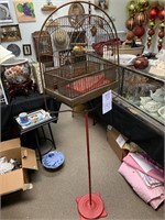 ANTIQUE BIRD CAGE W/STAND - 64 “ TALL