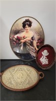 Victorian Lady Print and Glass Covered Tray