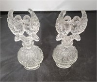 Vtg Heavy Perfume Bottles w/Lovebird Stoppers