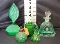 Vtg Green Perfume Bottles