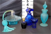 Vtg Blue Perfume Bottles