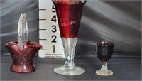 Vtg Personalized Ruby Red Glassware