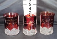 Vtg Ruby Red Souvenir Glasses/Pitcher