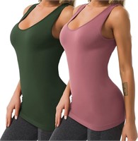 Women Racerback Tank Top Workout Cami with Scoop